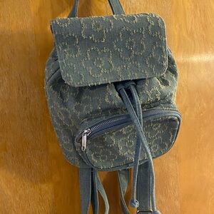 Floral Patterned Blue Backpack